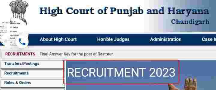Punjab and haryana high court clerk recruitment 2023